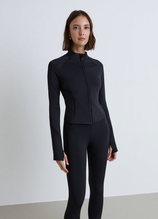 Zip-up sweatshirt with high collar