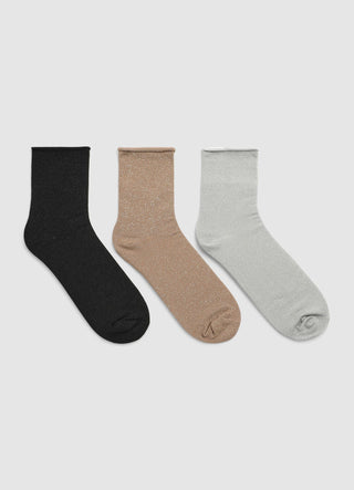 3er-Pack glänzende Socken