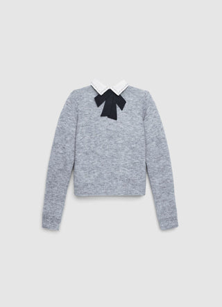 Maglia con colletto camicia e strass