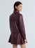 Double-breasted leather-effect jacket with puff sleeves