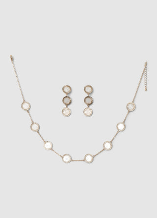 Set collana e orecchini con pendenti tondi