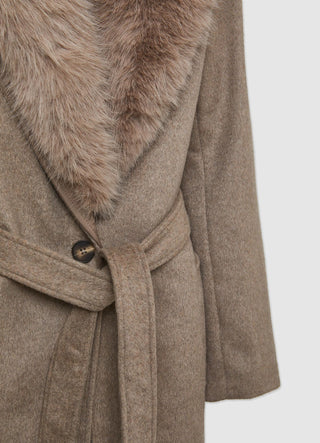 Faux fur collar coat