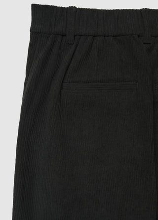Pantaloni straight a coste con risvolto e vita elasticizzata