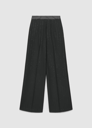 Pantaloni palazzo gessati con paillettes