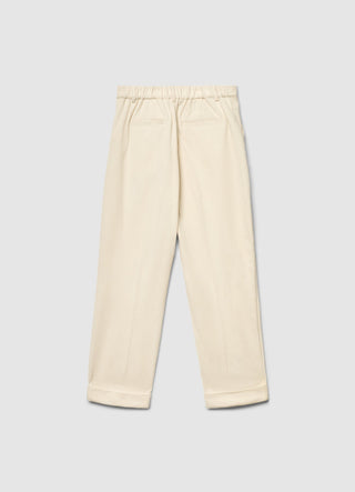 Pantaloni straight a coste con risvolto e vita elasticizzata