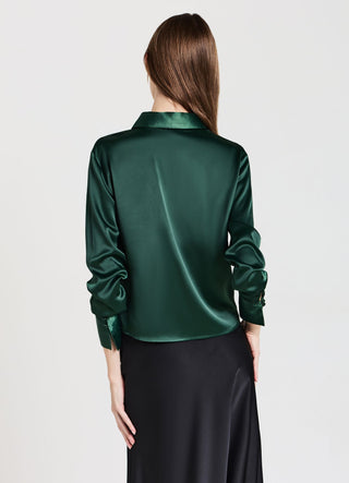Camicia crop simil satin