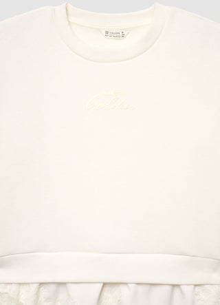 Sweat-shirt avec insert en dentelle et inscription