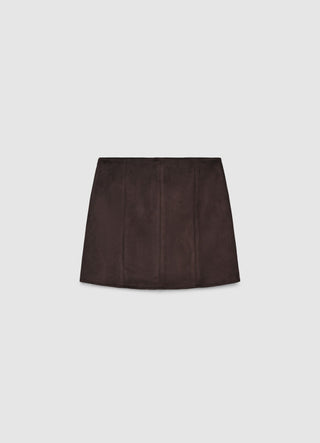 Suede-effect miniskirt with side zip