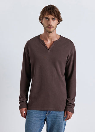 Serafino-T-Shirt aus einfarbigem Waffelstoff