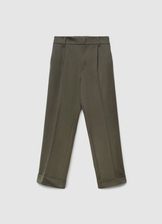 Pantaloni con elastico in vita e risvolto