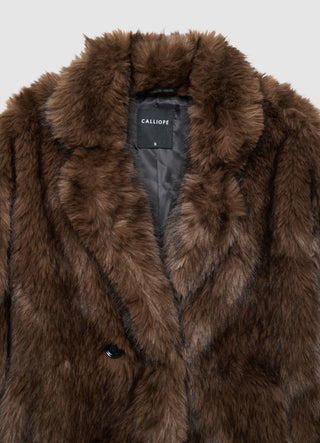 Doppelreihige Jacke mit Felloptik