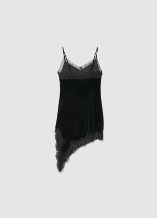 Vestito corto con spalline sottili e pizzo