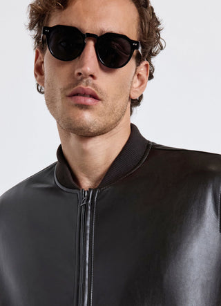 Bomber jacket with zip and ribbed edges