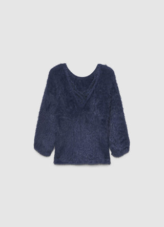 Pull effet peluche avec insert en dentelle