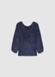 Pullover mit flauschiger Optik und Spitzeneinsatz - XS