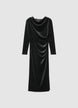 Abito midi drappeggiato in ciniglia - XS
