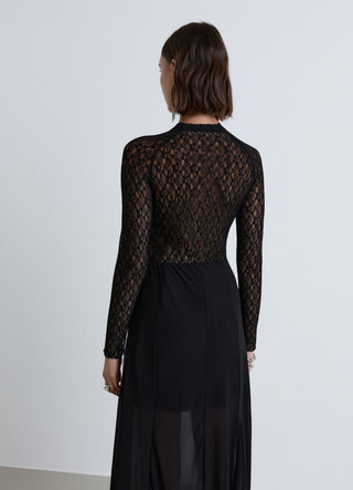 T-shirt a maniche lunghe in pizzo