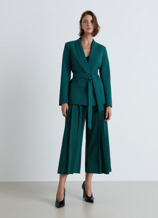 Pantaloni culotte con pieghe simmetriche