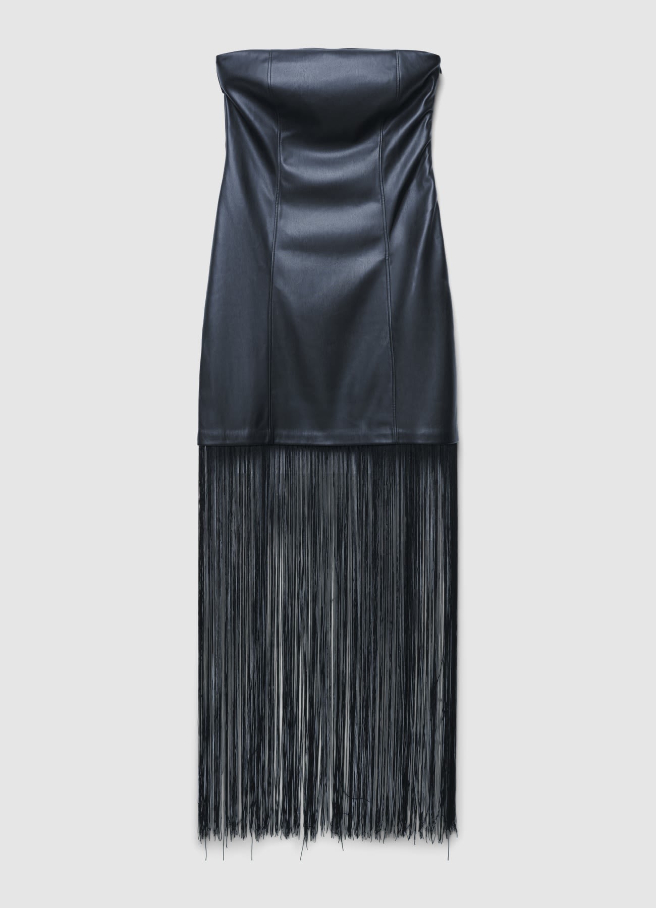 Leather-effect dress with fringes SAB0075332001SC682 – Calliope