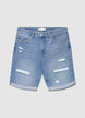 Pantaloncini jeans con strappi e risvolto - 44