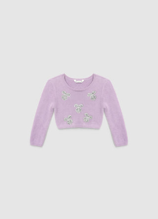 Maglia crop con fiocchi applicati