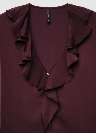 Blusa con volant similsatin