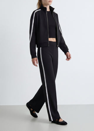 Long flared leggings with lace insert