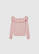 Pullover mit weitem Ausschnitt und Rüschen - XL