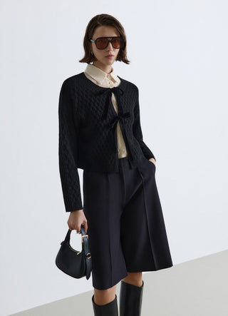 Crop cardigan πλεκτό με φιόγκους