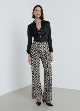 Solid colour faux satin crop shirt