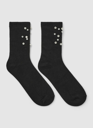Ribbed socks with rhinestones
