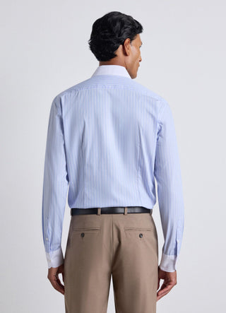 Camicia slim a righe con collo a contrasto