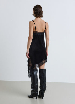 Vestito corto con spalline sottili e pizzo