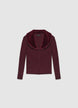 Cardigan côtelé avec col effet fourrure - S