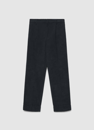 Pantaloni dritti in velluto a coste con risvolto