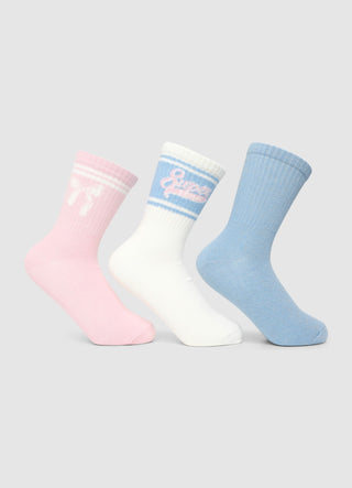 Pack 3 calze con scritta e fiocco