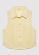 Camicia smanicata in lino tinta unita - M