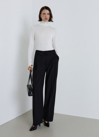 Pantaloni straight a gamba ampia con cintura