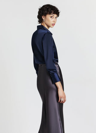 Camicia crop simil satin