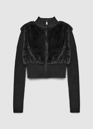 Crop-Pullover aus Kunstfell