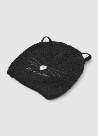 Berretto con orecchie e ricamo gatto