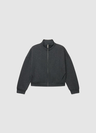 Sweat-shirt zippé effet scintillant