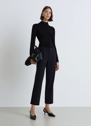Pantaloni con elastico in vita e risvolto