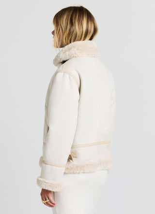 Padded jacket with fur-effect collar
