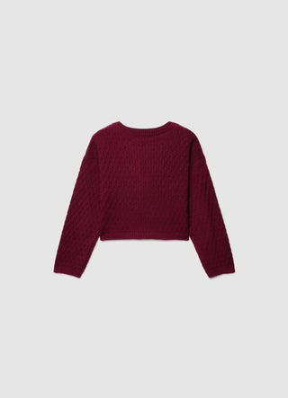 Cardigan crop in maglia con fiocchi