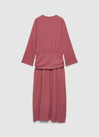 Vestito lungo con arricci e rouches