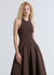 Vestito lungo halter a tinta unita