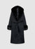 Cappotto lungo con cintura e collo effetto pelo