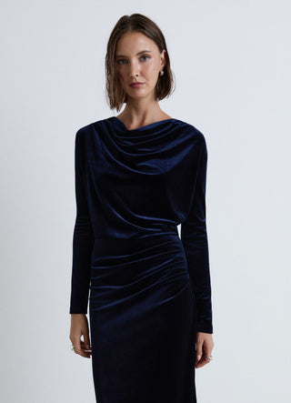 Vestito midi drappeggiato in ciniglia