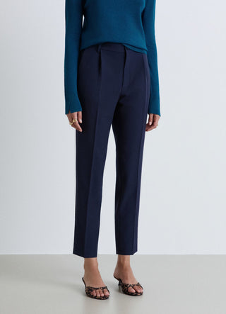 Pantaloni con pinces e vita elasticizzata
